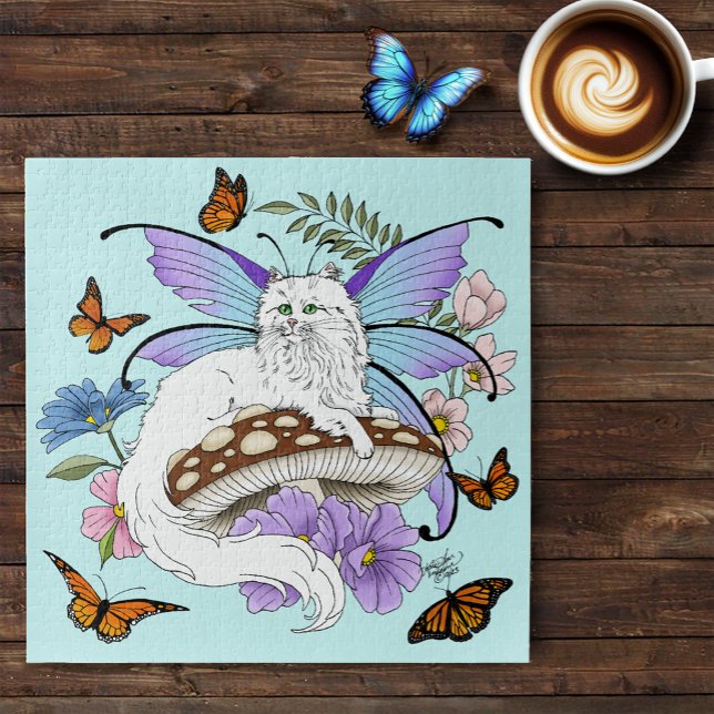 White Fairy Cat Mushroom Jigsaw Puzzle (Creator Uploaded)