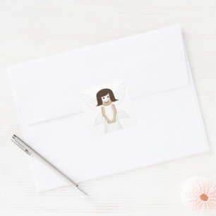 white fairy, fairytale, floral flower botanical square sticker