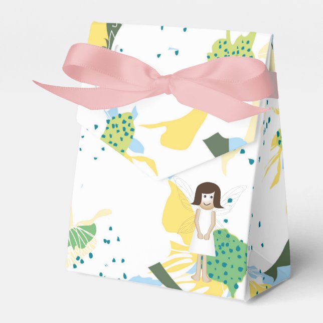 white fairy in fairytale, fall, happy birthday favour box (Front Side)