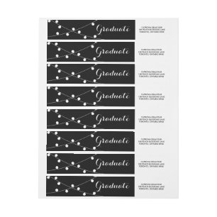 White Fairy Lights   Black Graduation Wrap Around Label