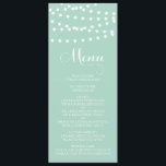 White Fairy Lights | Mint Wedding Menu Card<br><div class="desc">Customisable menu card featuring white whimsical fairy lights. Other colours are available. This is a part of a wedding suite "FAIRY LIGHTS" - matching items are available.</div>