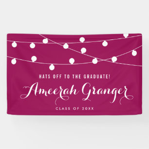 White Fairy Lights   Purple Graduation Banner