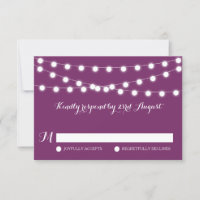 White Fairy Lights | Purple Wedding RSVP Card