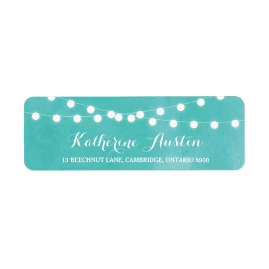 White Fairy Lights Watercolor Return Address Label
