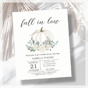 White Fall Pumpkin Bridal Shower Budget Invitation