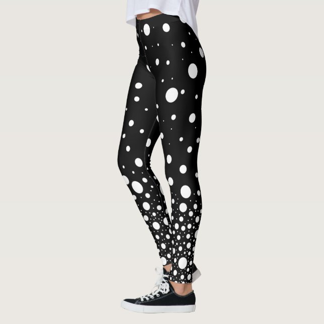 White Falling Polka Dots Design Leggings (Left)