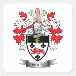 White Family Crest Coat of Arms Square Sticker