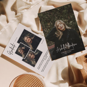 White Fancy Script Photo Collage Graduation Announcement