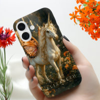 White Fantasy Fairy Horse Orange Butterfly Wings