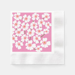 White Fantasy Flower Lover Pattern Pink Wedding   Napkin
