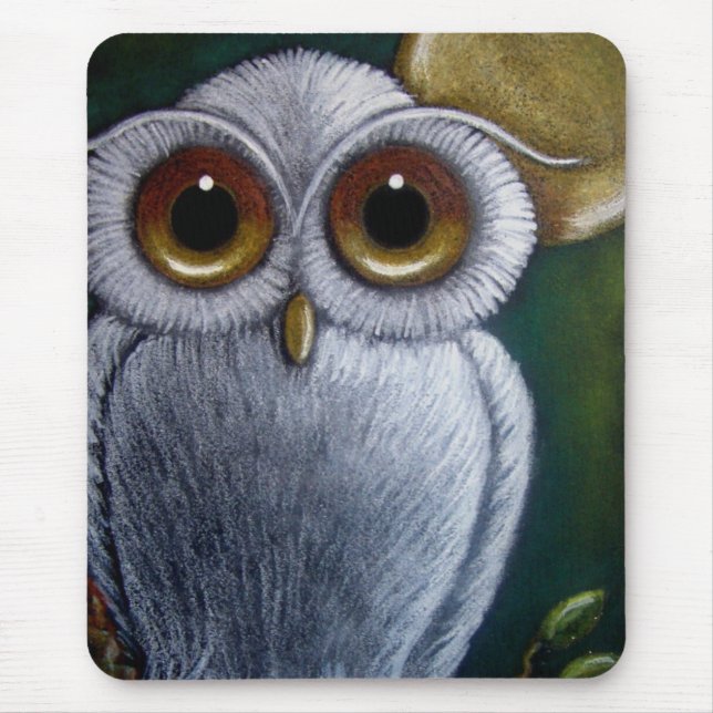 WHITE FANTASY OWL Mousepad (Front)