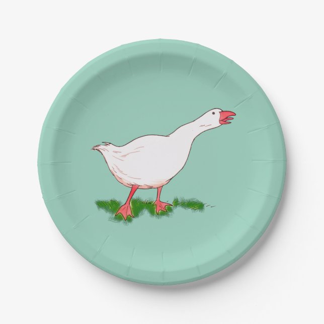 white farm goose paper plate (Front)