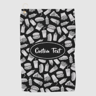 White Fast Food Icons Pattern Golf Towel