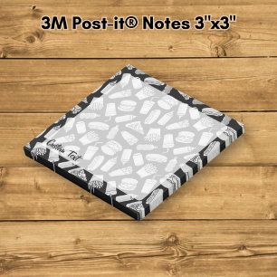 White Fast Food Icons Pattern Post-it Notes
