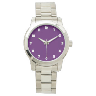 White Fat Numbers On Purple Mens cn Watch