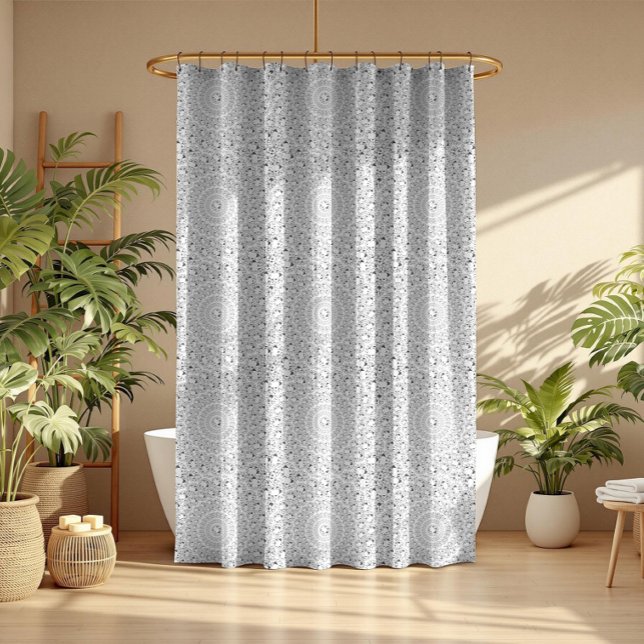 White Faux Diamonds Circles Pattern Shower Curtain (Creator Uploaded)