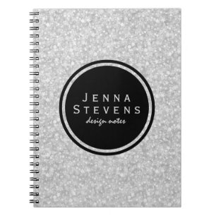 White Faux Glitter & Sparkless Notebook