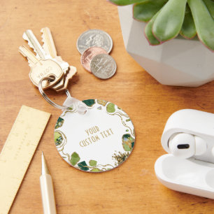 White Faux Glliter Elegant Round Key Ring