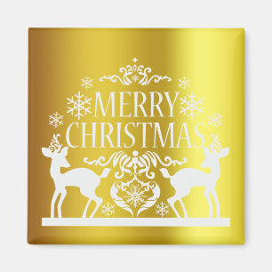 White Faux Gold Merry Christmas Magnet