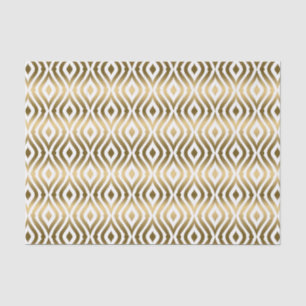 White & Faux Gold Quatrefoil Geometric Pattern Tissue Paper