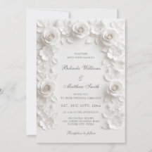 White Faux Relief Roses Baroque Frame Wedding
