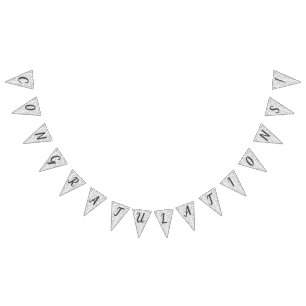 White Faux Satin Bunting