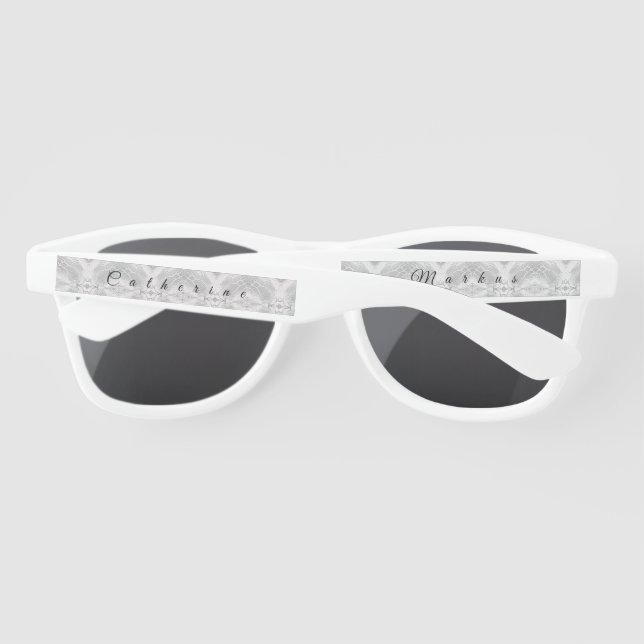 White Faux Satin Sunglasses (Back)