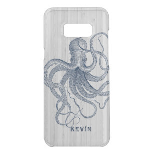 White Faux Wood & Blue Nautical Octopus D2 Uncommon Samsung Galaxy S8 Plus Case