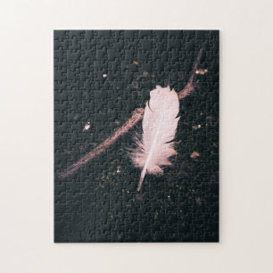 White Feather and Twig on Walking Path Jigsaw Puzzle