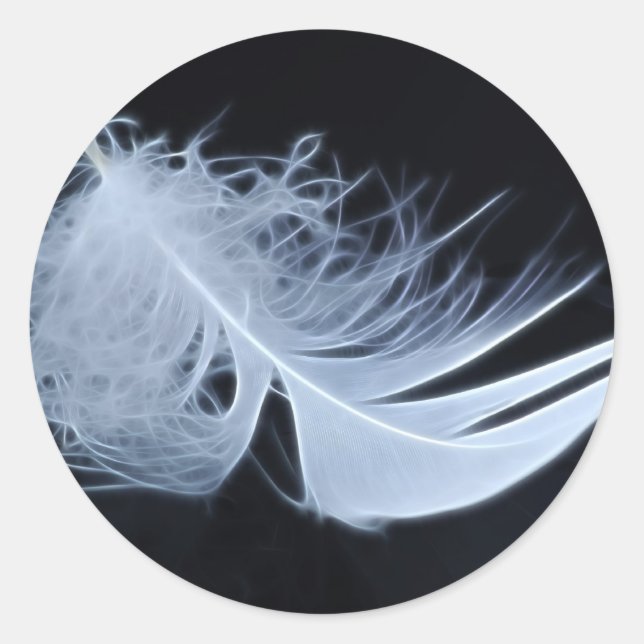 White feather - angelic by nature classic round sticker (Front)