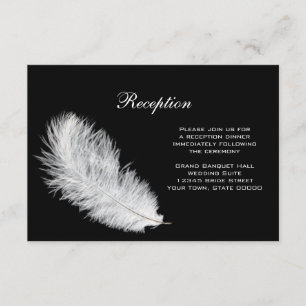 White Feather Black Reception Card