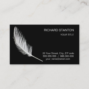 White feather business card