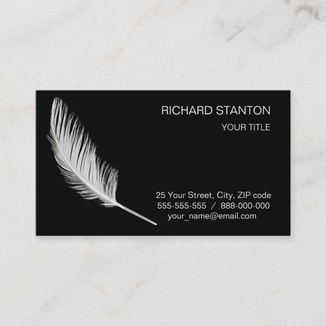 White feather business card (Front)