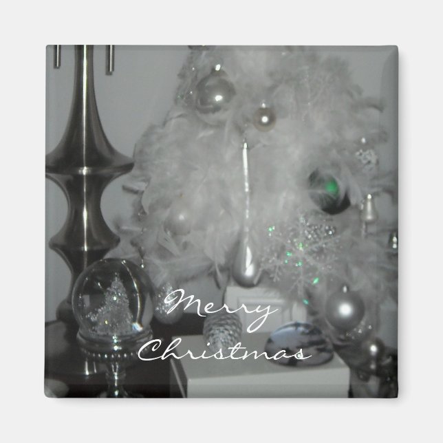 White Feather Christmas Tree Magnet (Front)