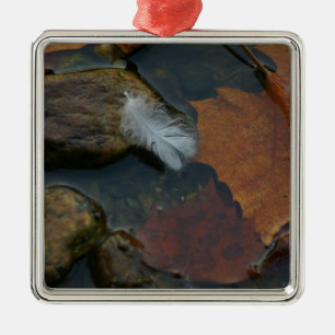 White Feather Metal Ornament