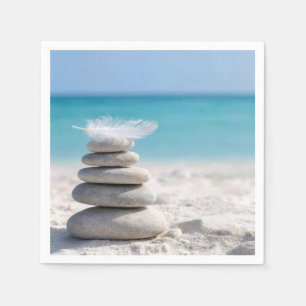 White Feather on a Beach Cairn Napkin