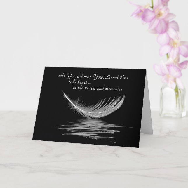 White Feather On Water Sympathy  Card (Orchid)
