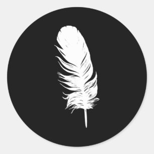 White feather print casual graphic sleeveless classic round sticker