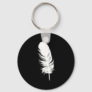 White feather print casual graphic sleeveless key ring