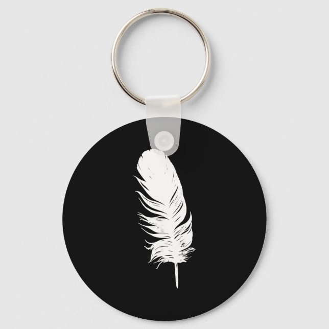 White feather print casual graphic sleeveless key ring (Front)