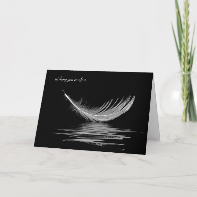 white feather reflection for sympathy card (Front)