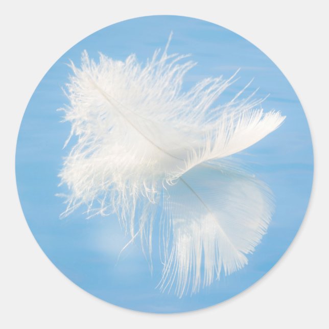 White Feather Reflects on Water | Seabeck, WA Classic Round Sticker (Front)