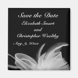 White Feather Save The Date Magnet