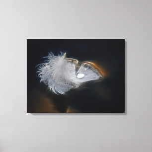 White feather with a raindrop canvas print