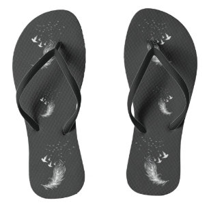 White Feather with Pigeon Bird  Thongs
