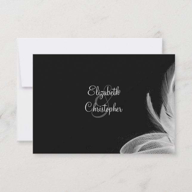 White Feathers 2 RSVP Card (Front)