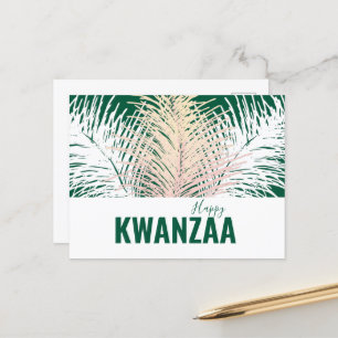 white feathers Black Holiday Happy Kwanzaa Postcard