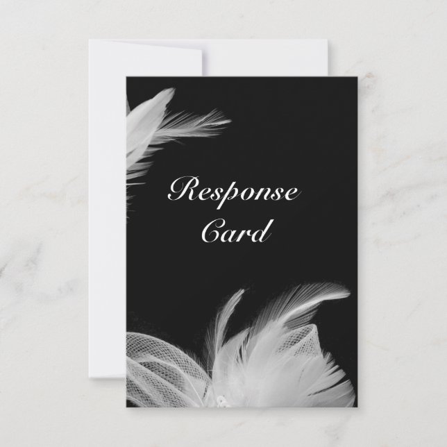White Feathers RSVP Card (Front)