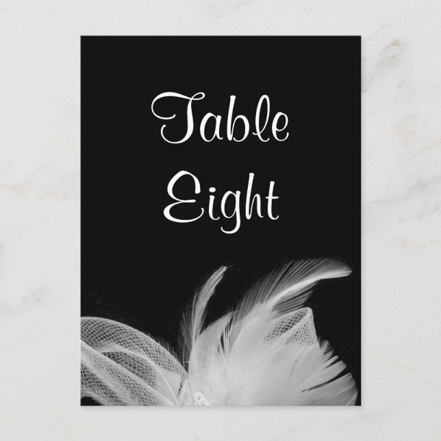 White Feathers Table Number Postcard (Front)