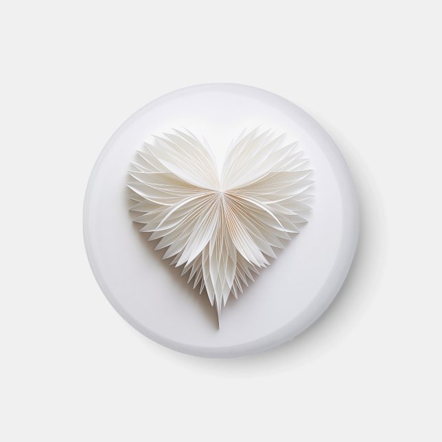White feathery heart magnet (Front)
